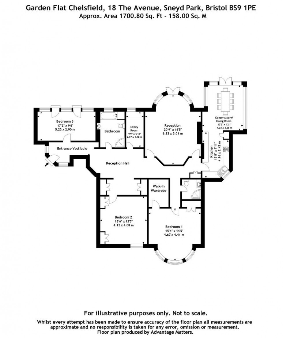 Floorplan for The Avenue, Sneyd Park, Bristol