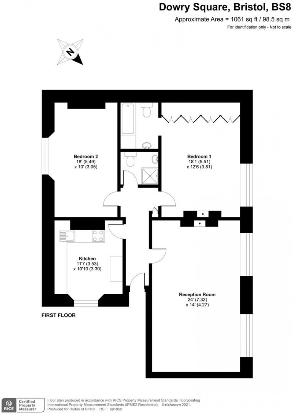 Floorplan for Dowry Square, Bristol