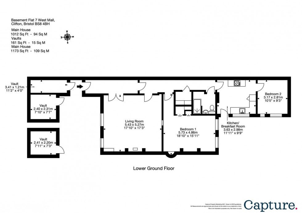 Floorplan for West Mall, Clifton, Bristol, BS8