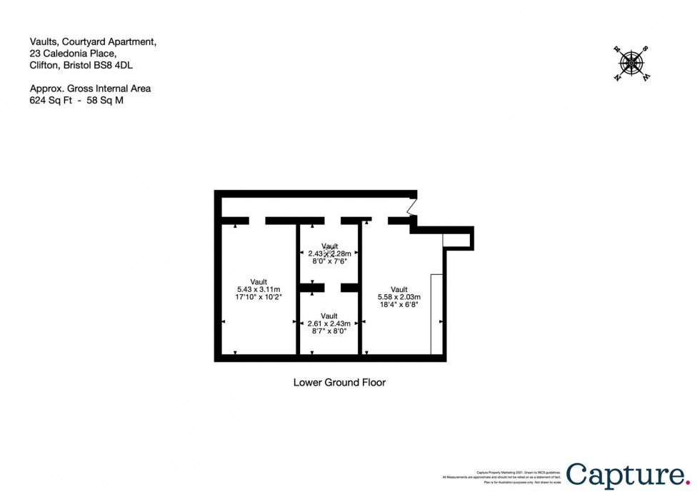 Floorplan for Caledonia Place, Clifton, Bristol, BS8