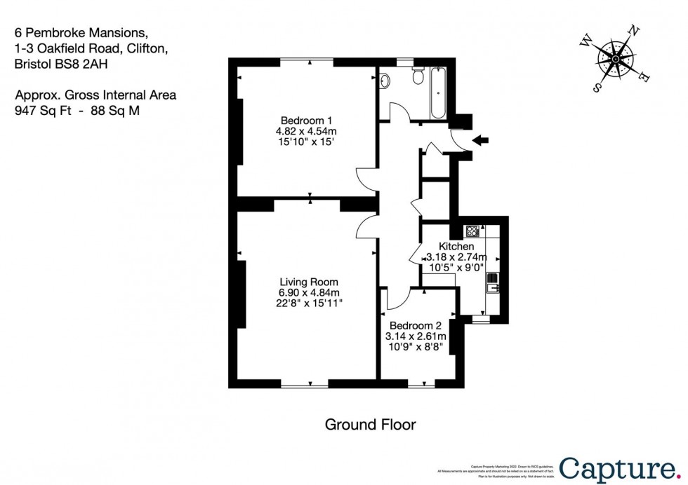 Floorplan for 1/3 Oakfield Road, Clifton, Bristol, BS8