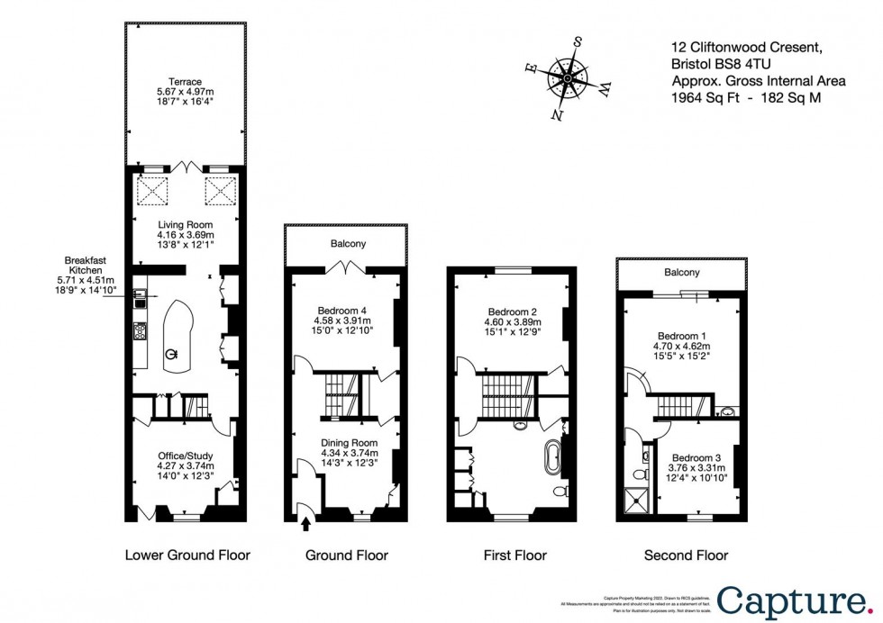Floorplan for Cliftonwood Crescent, Clifton Wood, Bristol, BS8