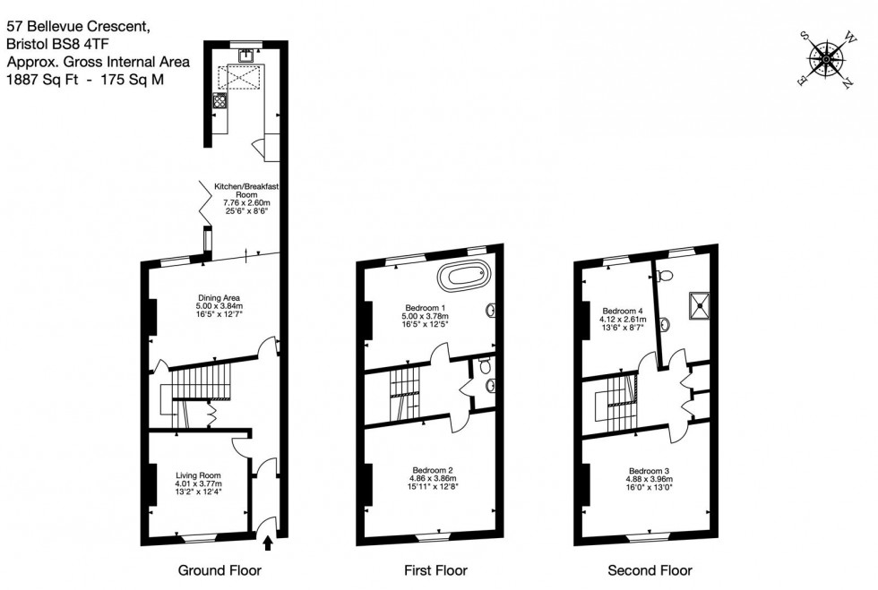 Floorplan for Bellevue Crescent, Clifton Wood, Bristol, BS8