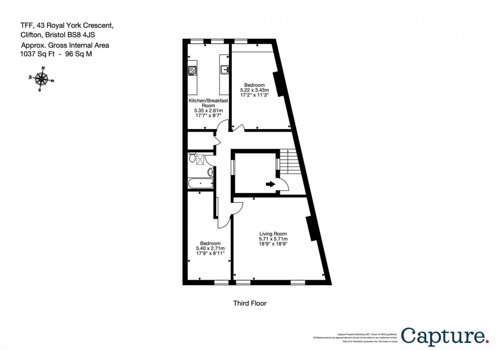 Floorplan for Royal York Crescent, Clifton, Bristol, BS8