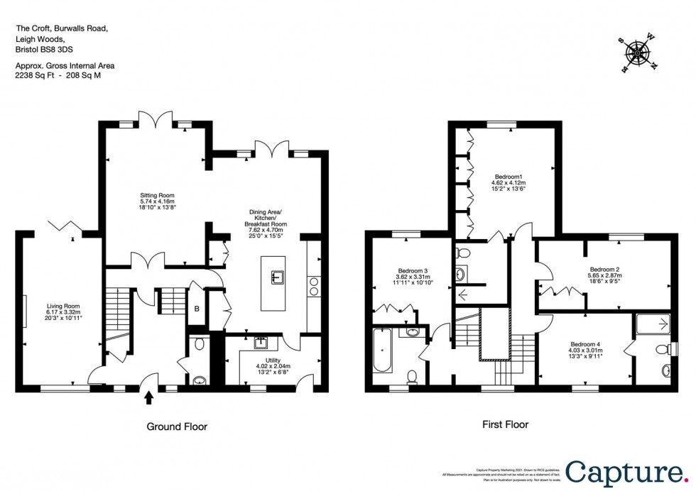 Floorplan for Burwalls Road, Leigh Woods, Bristol, BS8