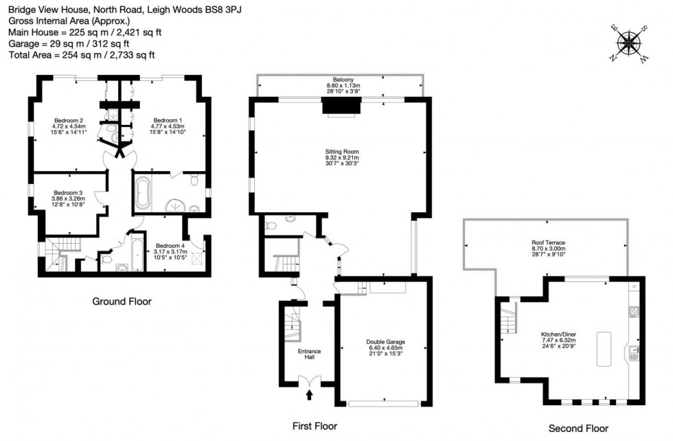 Floorplan for North Road, Leigh Woods, Bristol, BS8