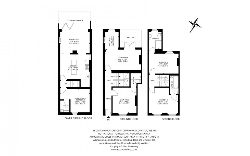Floorplan for Clifton Wood Crescent, Clifton Wood, Bristol, BS8