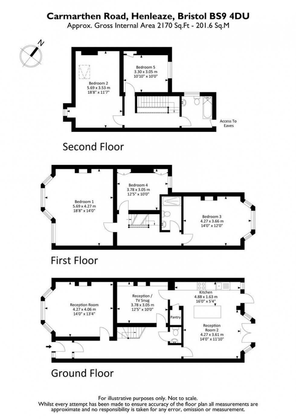 Floorplan for Carmarthen Road, Henleaze, Bristol, BS9