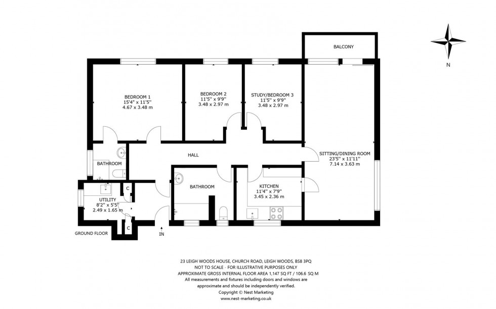 Floorplan for Church Road, Leigh Woods, Bristol, BS8
