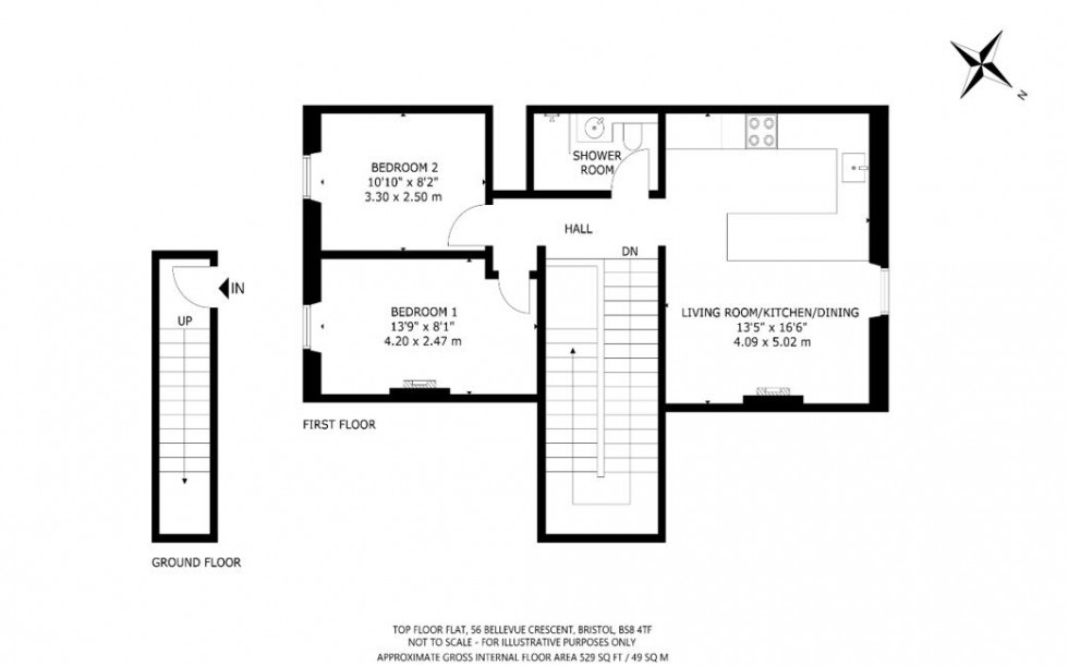 Floorplan for Bellevue Crescent, cliftonwood, Bristol, BS8