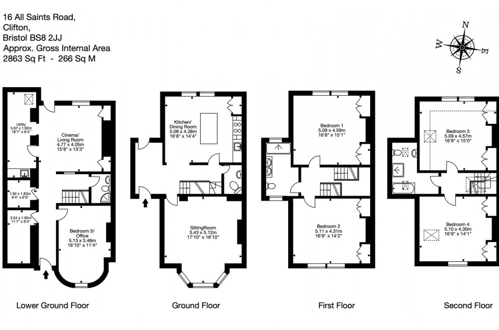 Floorplan for All Saints Road, Clifton, Bristol, BS8