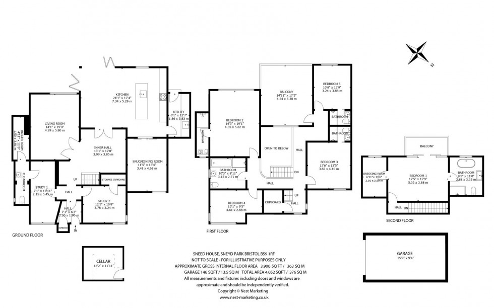 Floorplan for Old Sneed Park, Sneyd Park, Bristol, BS9