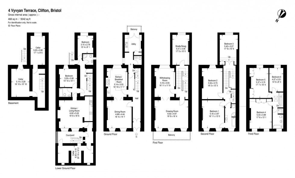 Floorplan for Vyvyan Terrace, Clifton, Bristol, BS8