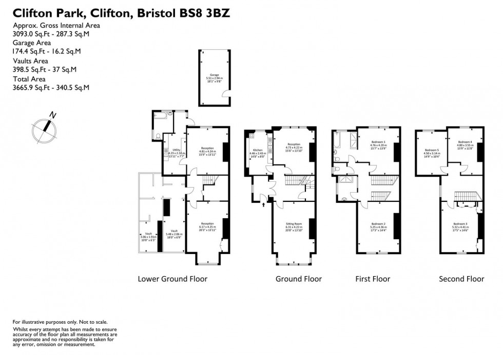 Floorplan for Clifton Park, Clifton, Bristol, BS8