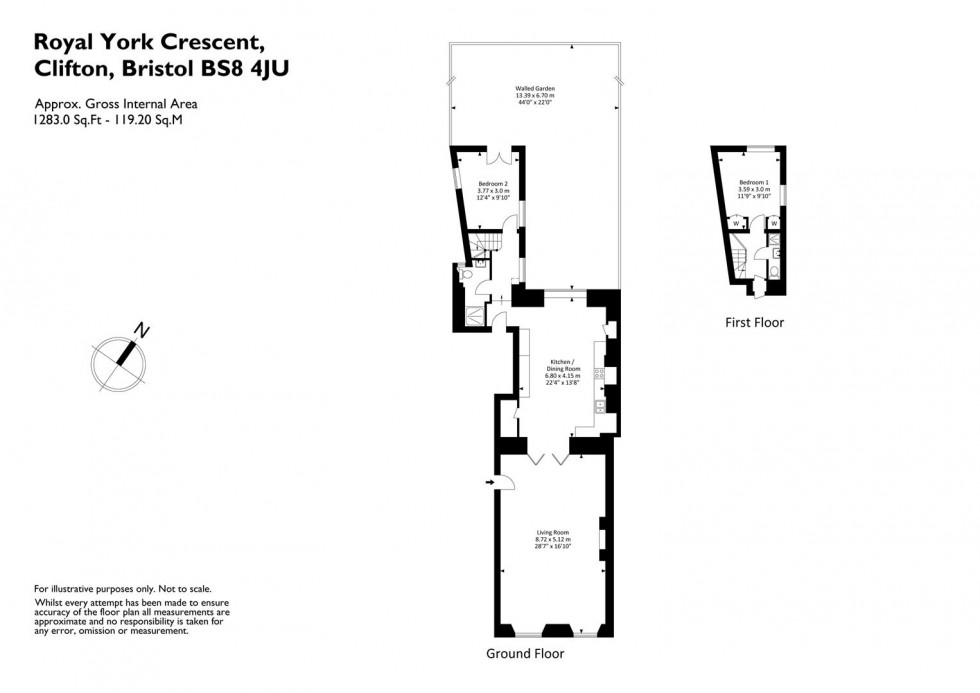 Floorplan for Royal York Crescent, Clifton, Bristol, BS8