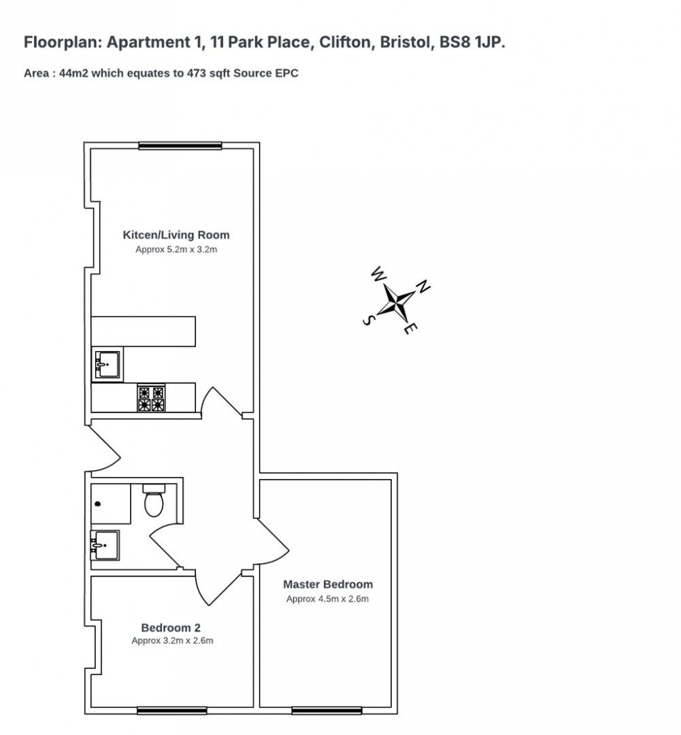 Floorplan for Park Place, Clifton, Bristol, BS8