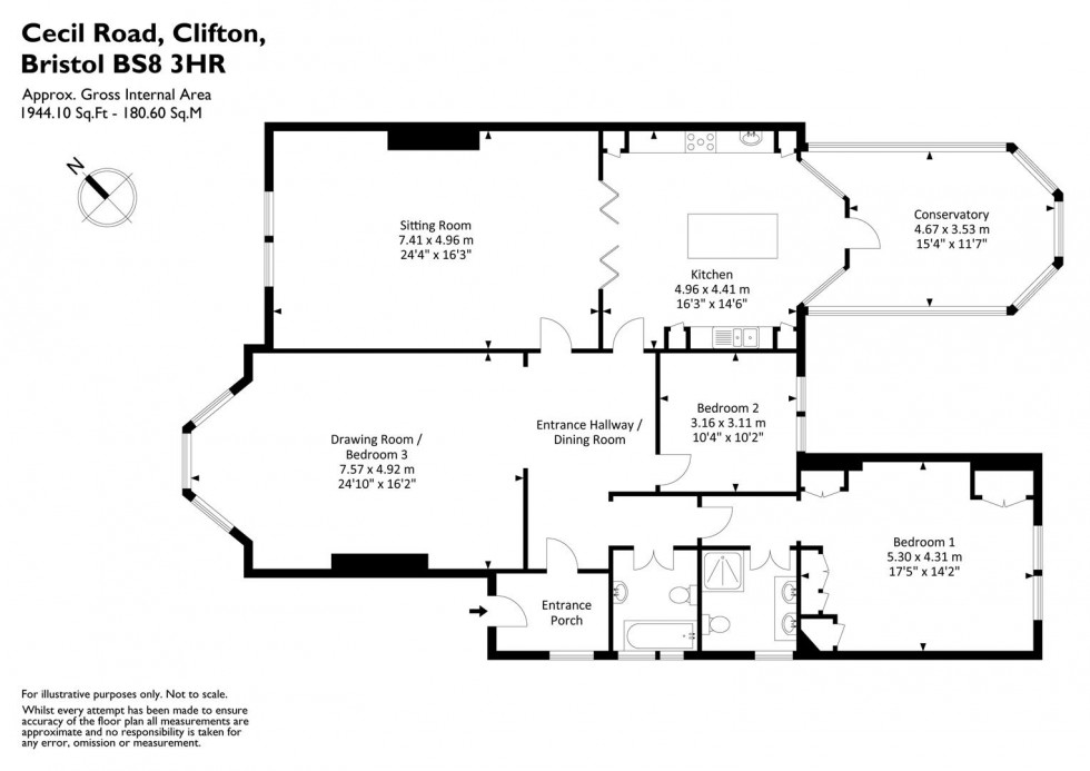 Floorplan for Cecil Road, Clifton, Bristol, BS8